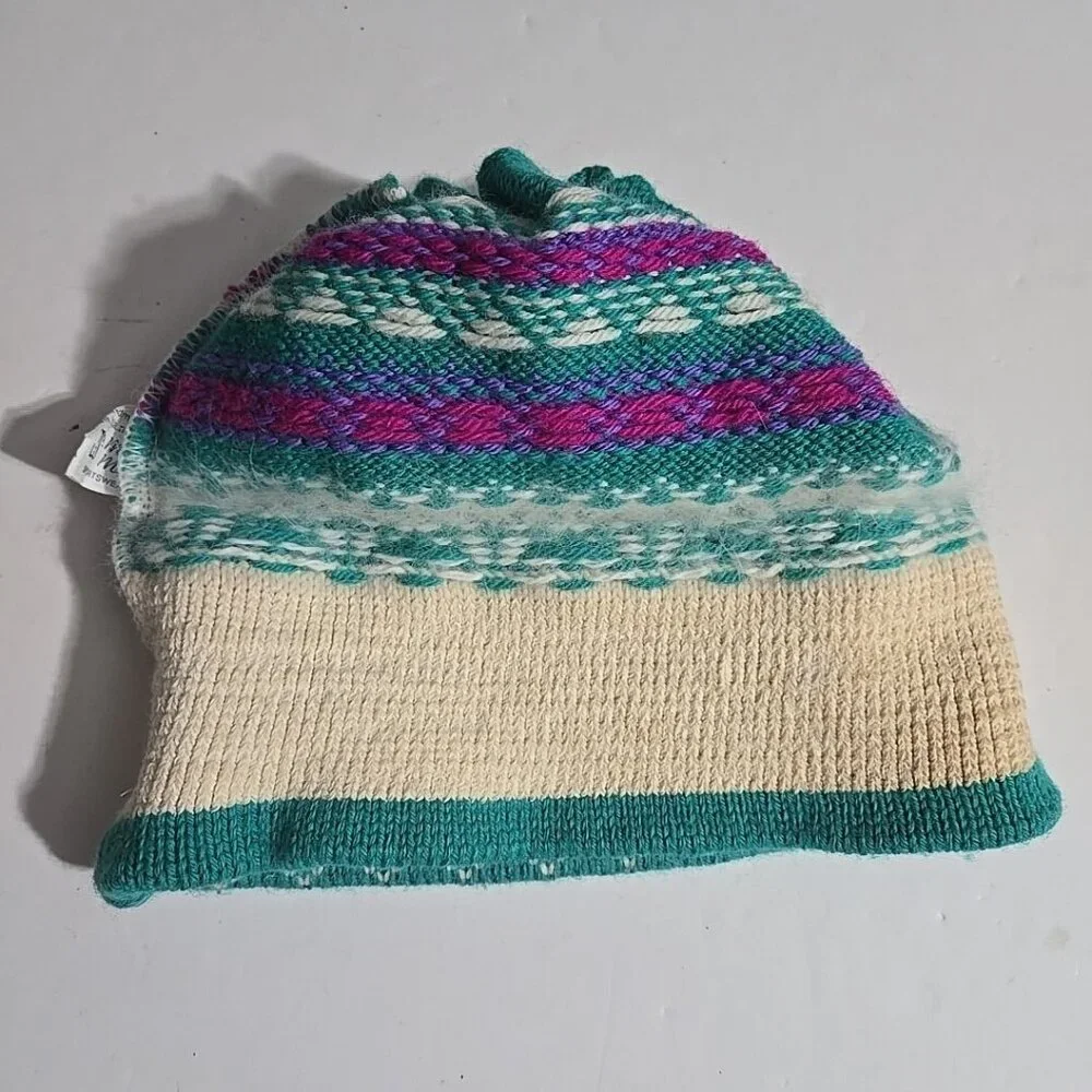 VTG Murray Merkley Tassel Beanie Pure Virgin Wool Knit Ski Winter Hat Fuzzy